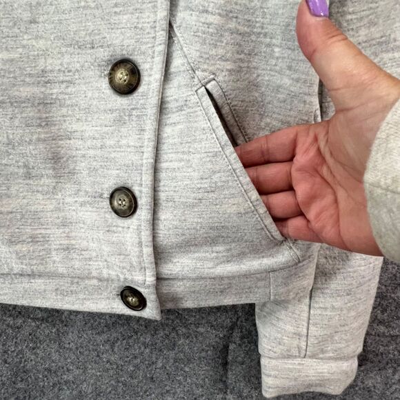 Hi Line Jacket Womens XS Gray Wool Blend Asymmetrical Button Utility Moto Cozy - Picture 5 of 14